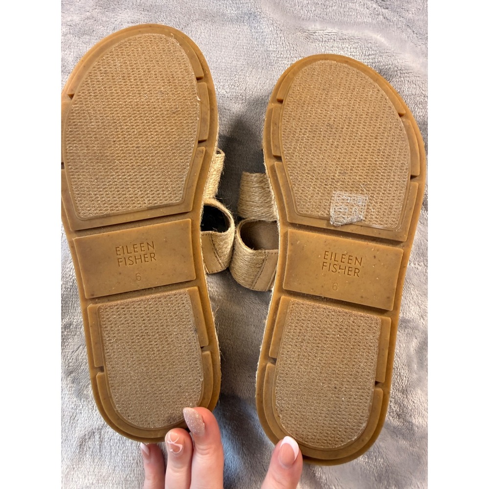 Eileen Fisher Womens Beige Woven Triple Strap Espadrille Platform Sandals 6 NEW - Picture 5 of 6